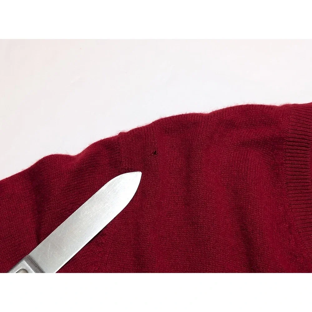 JOS A BANK 100% Cashmere Sweater Men's Small S Crewneck Red ~ Flaws